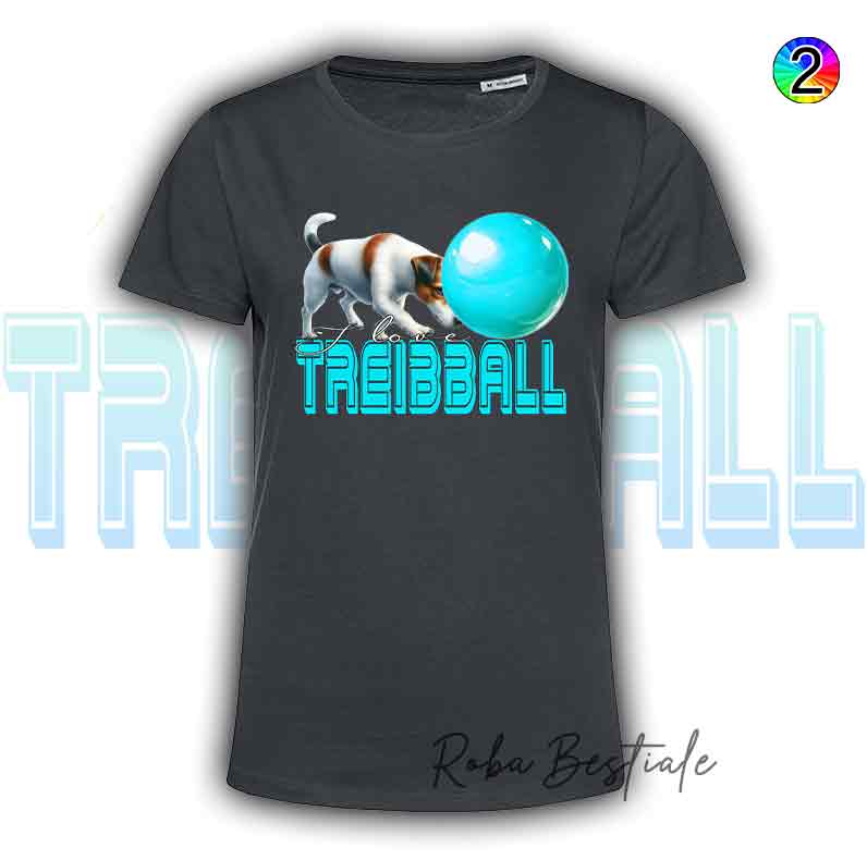 T-Shirt Nera I LOVE TREIBBALL - JACK RUSSELL TERRIER - Scritta in due colori a scelta - dalla XS alla 5XL