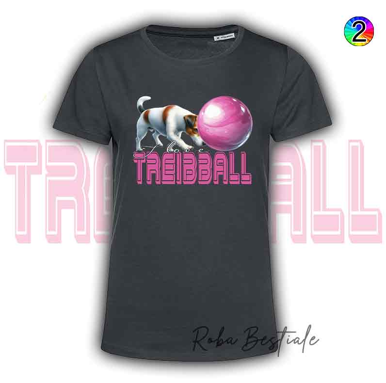 T-Shirt Nera I LOVE TREIBBALL - JACK RUSSELL TERRIER - Scritta in due colori a scelta - dalla XS alla 5XL
