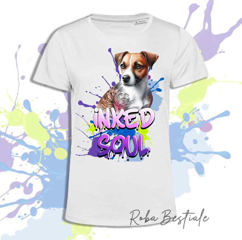 T-Shirt INKED SOUL - JACK RUSSELL TERRIER Bianco Fulvo