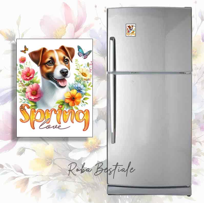 SPRING LOVE Magnet - JACK RUSSELL TERRIER White Fawn