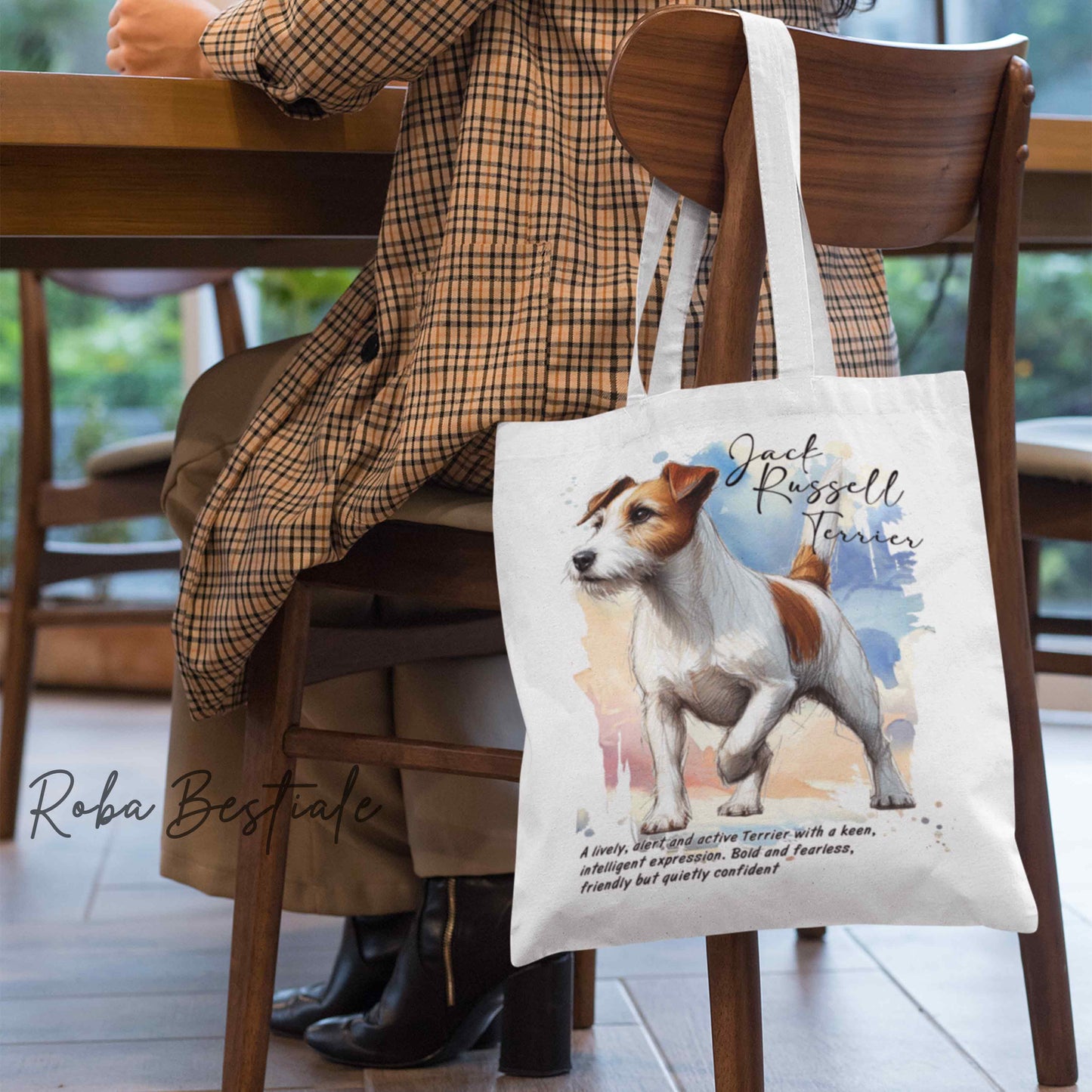 Shopper BEHAVIOR - JACK RUSSELL TERRIER BROKEN Bianco Fulvo - Standard FCI - Diversi colori disponibili, 100% Cotone