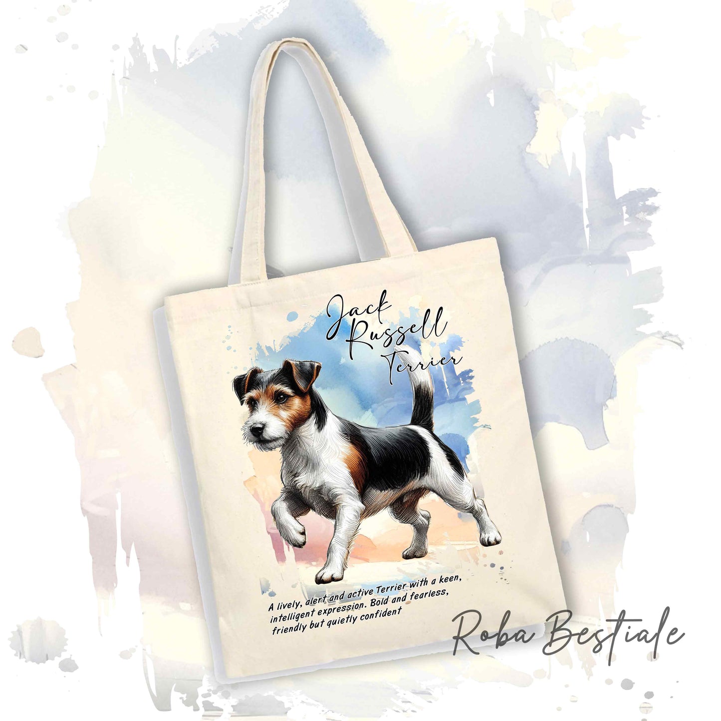 Shopper BEHAVIOR - JACK RUSSELL TERRIER BROKEN Tricolor - Standard FCI - Diversi colori disponibili, 100% Cotone