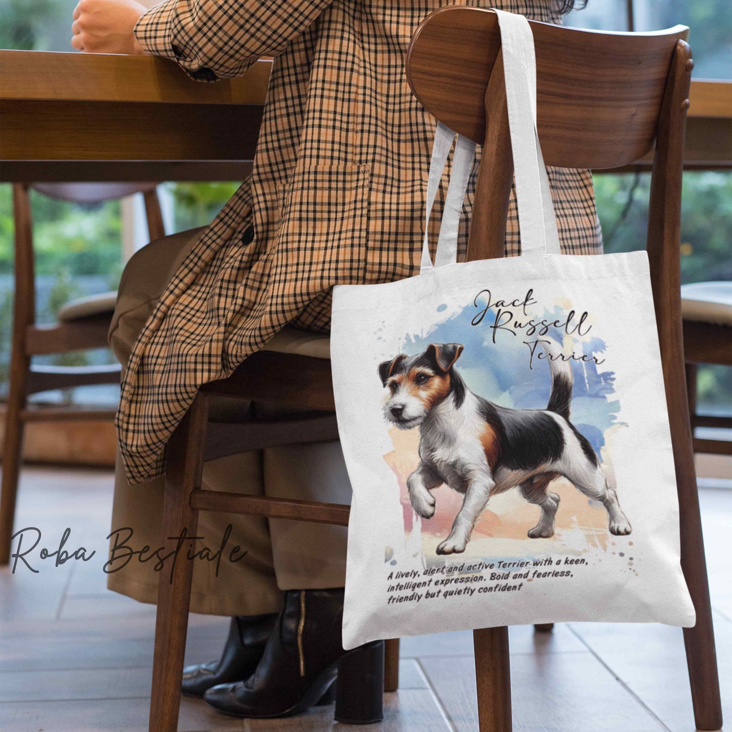 Shopper BEHAVIOR - JACK RUSSELL TERRIER BROKEN Tricolor - Standard FCI - Diversi colori disponibili, 100% Cotone