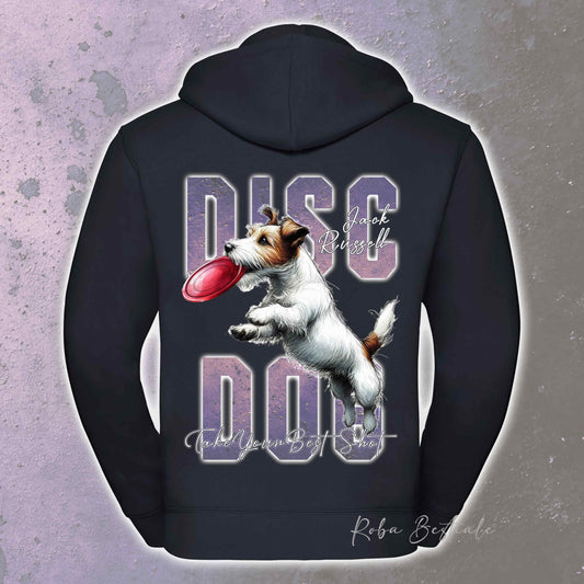 Felpa APTITUDE - DISC DOG - JACK RUSSELL TERRIER Broken - Con Cappuccio e Full Zip, Uomo o Donna, in tanti colori - dalla XS alla 5XL