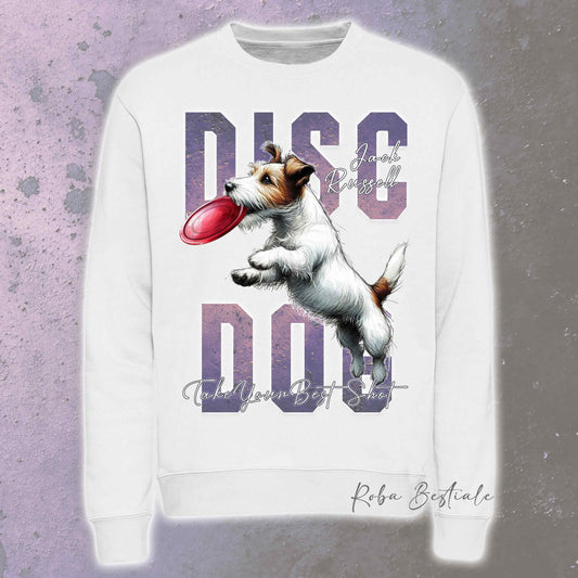 Felpa Invernale APTITUDE - DISC DOG - JACK RUSSELL TERRIER Broken - Girocollo, Unisex, in tanti colori! - dalla XS alla 3XL