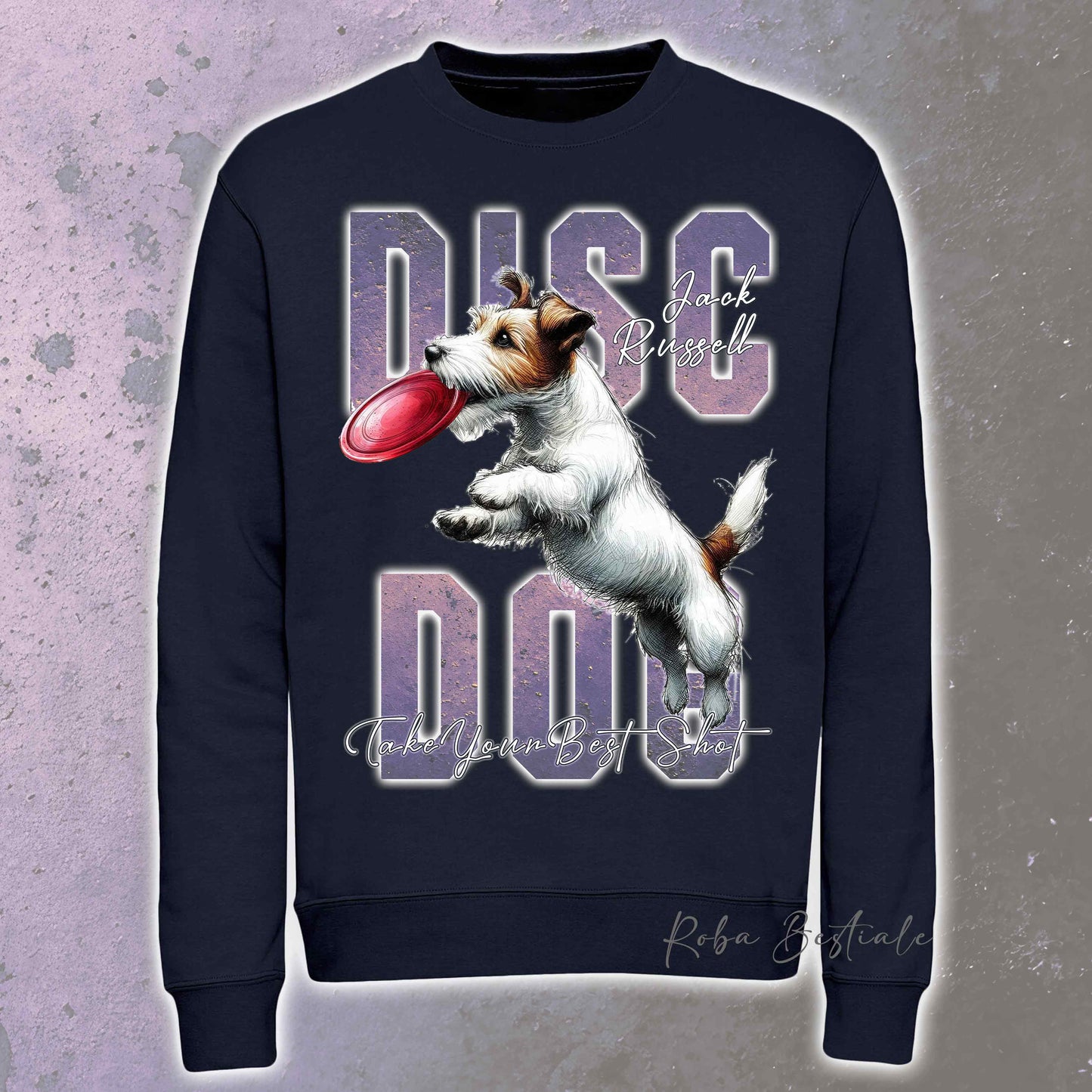 Felpa Invernale APTITUDE - DISC DOG - JACK RUSSELL TERRIER Broken - Girocollo, Unisex, in tanti colori! - dalla XS alla 3XL