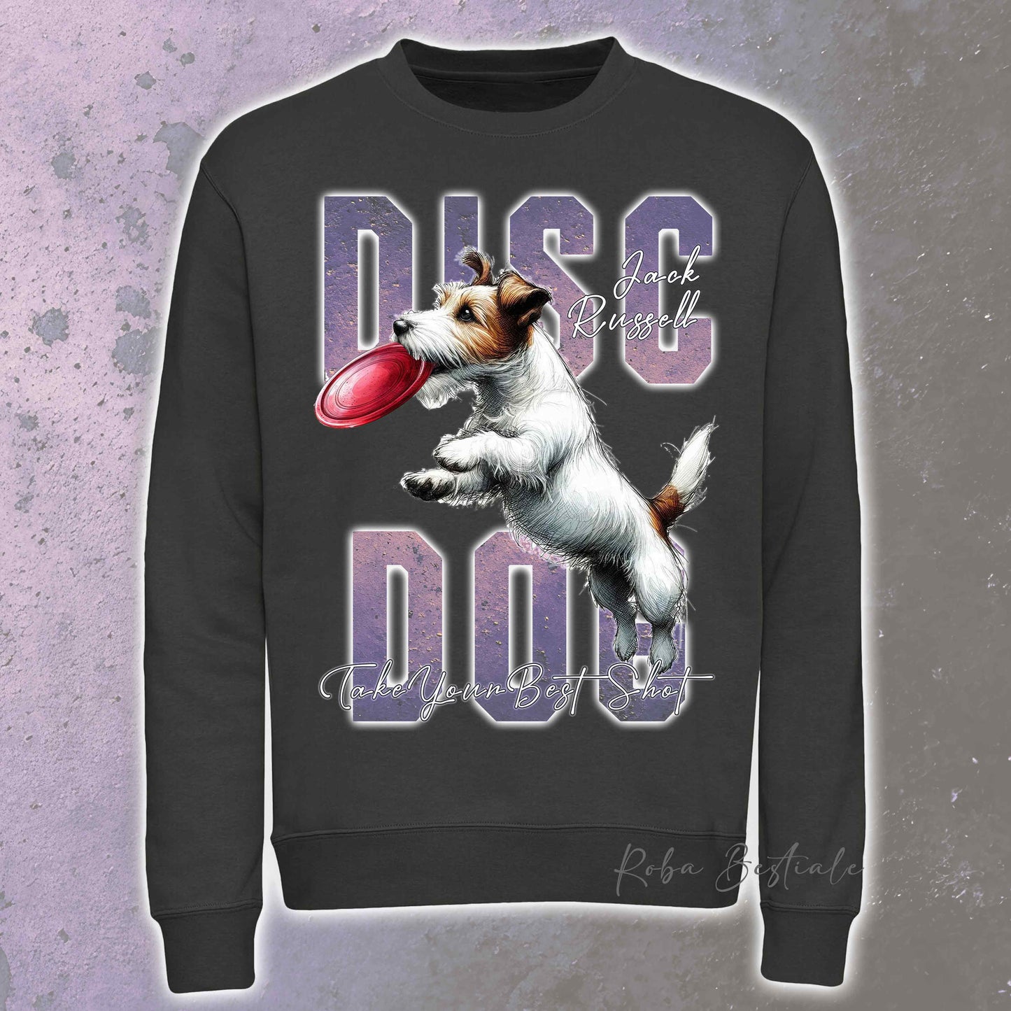 Felpa Invernale APTITUDE - DISC DOG - JACK RUSSELL TERRIER Broken - Girocollo, Unisex, in tanti colori! - dalla XS alla 3XL