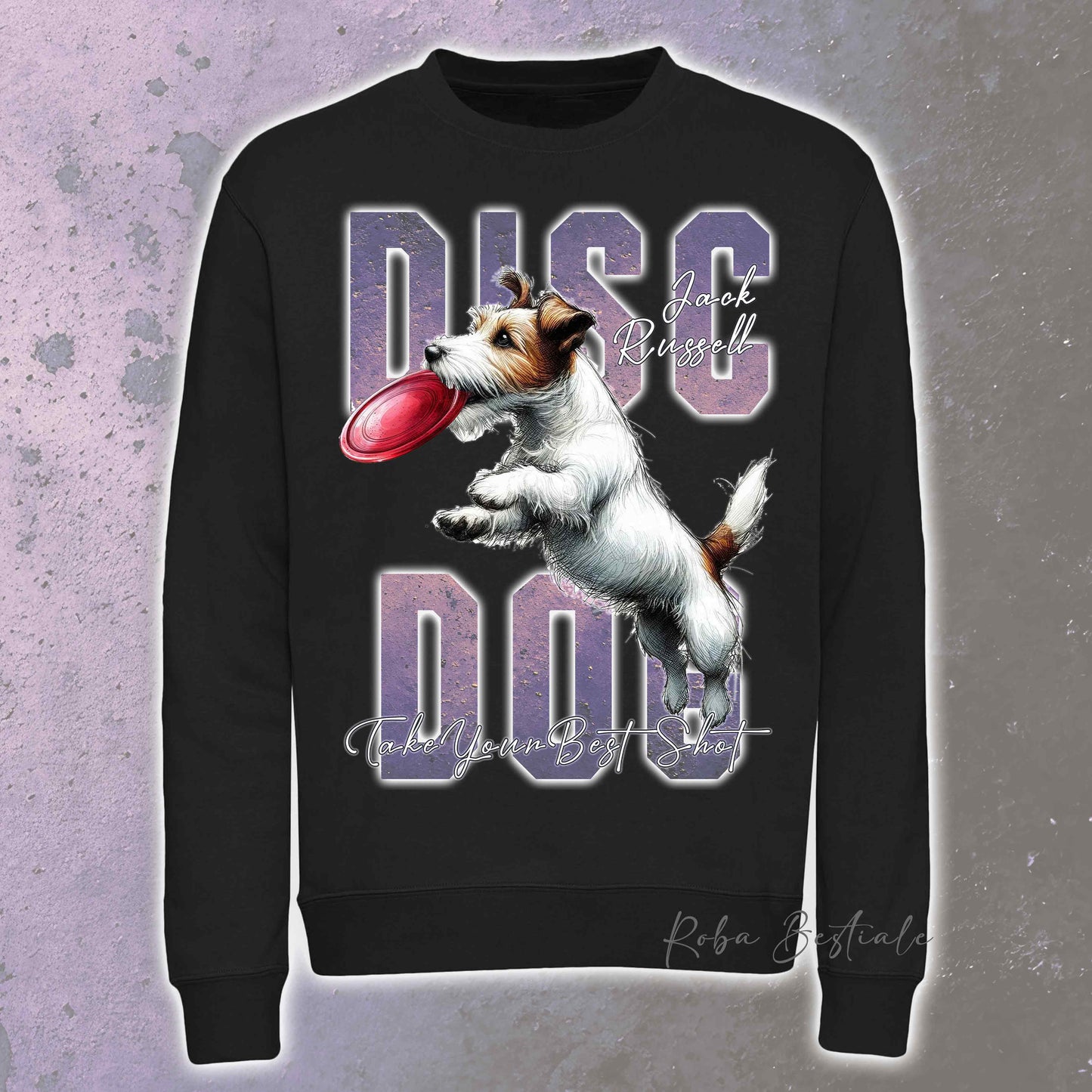 Felpa Invernale APTITUDE - DISC DOG - JACK RUSSELL TERRIER Broken - Girocollo, Unisex, in tanti colori! - dalla XS alla 3XL