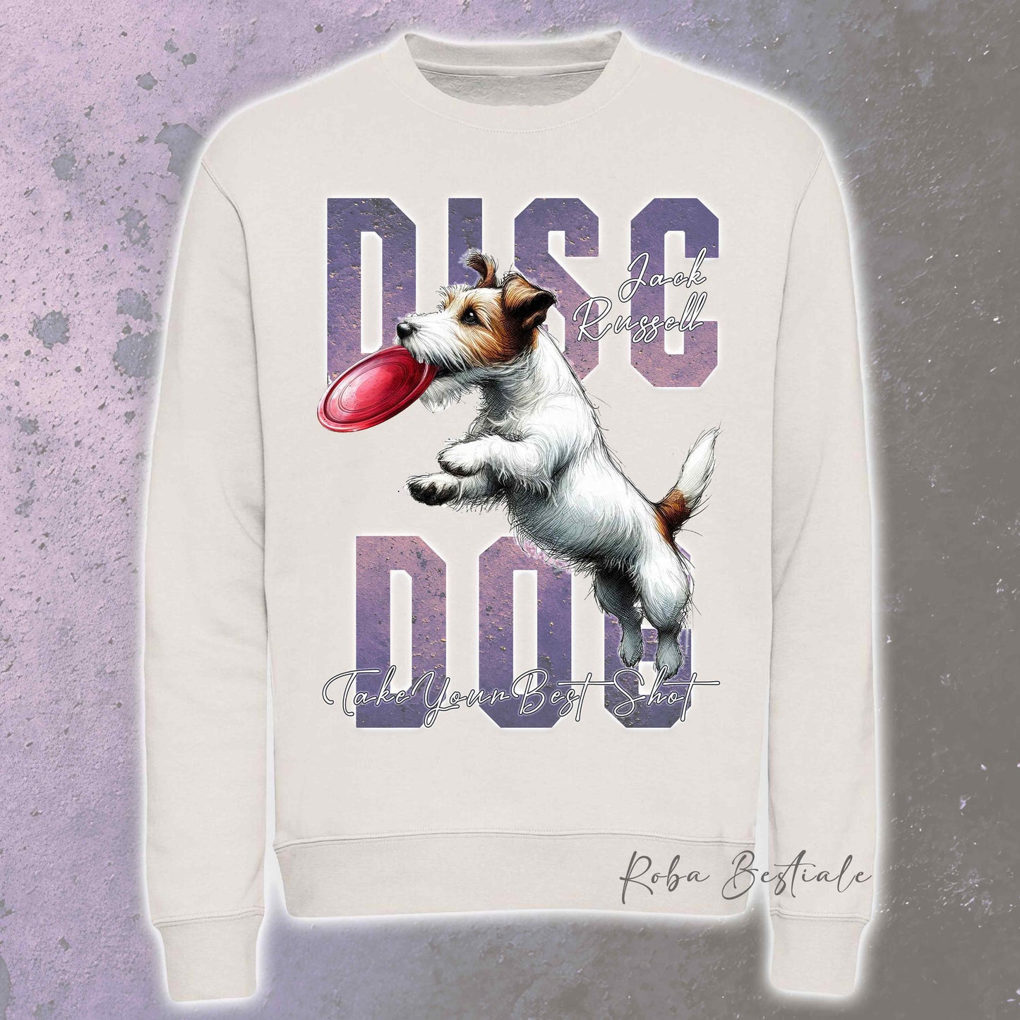 Felpa Invernale APTITUDE - DISC DOG - JACK RUSSELL TERRIER Broken - Girocollo, Unisex, in tanti colori! - dalla XS alla 3XL