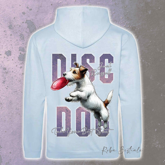 Felpa APTITUDE - DISC DOG - JACK RUSSELL TERRIER Broken - Con Cappuccio e Tasconi, Unisex, in tanti colori - dalla XS alla 5XL