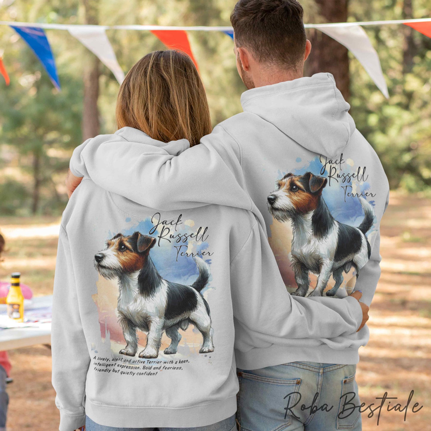 Felpa BEHAVIOR - JACK RUSSELL TERRIER a Pelo RUVIDO Tricolor - Standard FCI - Unisex - Grigia - dalla XS alla 3XL