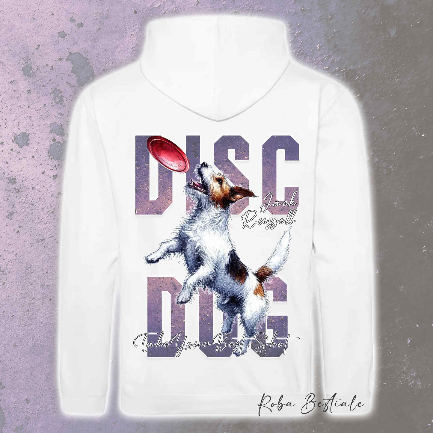 Felpa APTITUDE - DISC DOG - JACK RUSSELL TERRIER Rough - Con Cappuccio e Tasconi, Unisex, in tanti colori - dalla XS alla 5XL