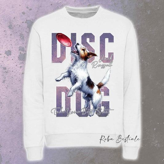 Felpa Invernale APTITUDE - DISC DOG - JACK RUSSELL TERRIER Rough - Girocollo, Unisex, in tanti colori! - dalla XS alla 3XL