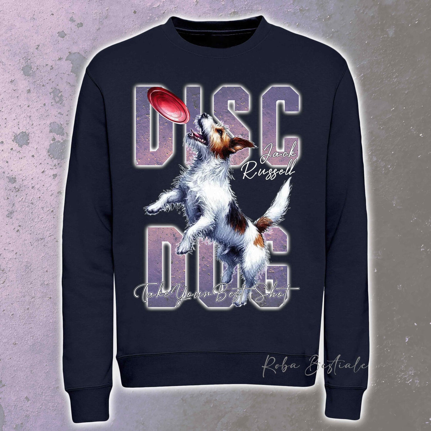 Felpa Invernale APTITUDE - DISC DOG - JACK RUSSELL TERRIER Rough - Girocollo, Unisex, in tanti colori! - dalla XS alla 3XL