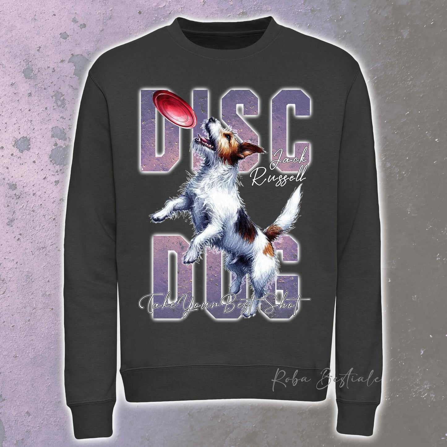 Felpa Invernale APTITUDE - DISC DOG - JACK RUSSELL TERRIER Rough - Girocollo, Unisex, in tanti colori! - dalla XS alla 3XL