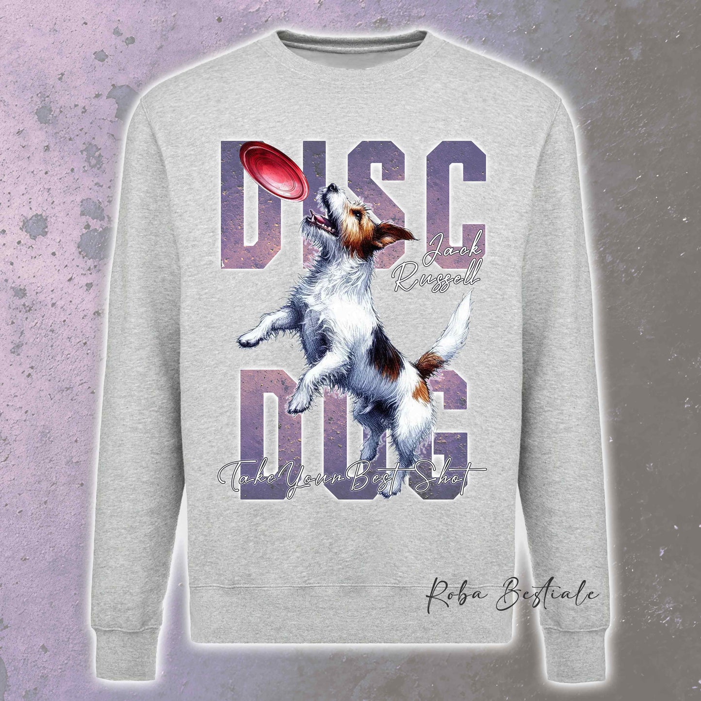 Felpa Invernale APTITUDE - DISC DOG - JACK RUSSELL TERRIER Rough - Girocollo, Unisex, in tanti colori! - dalla XS alla 3XL