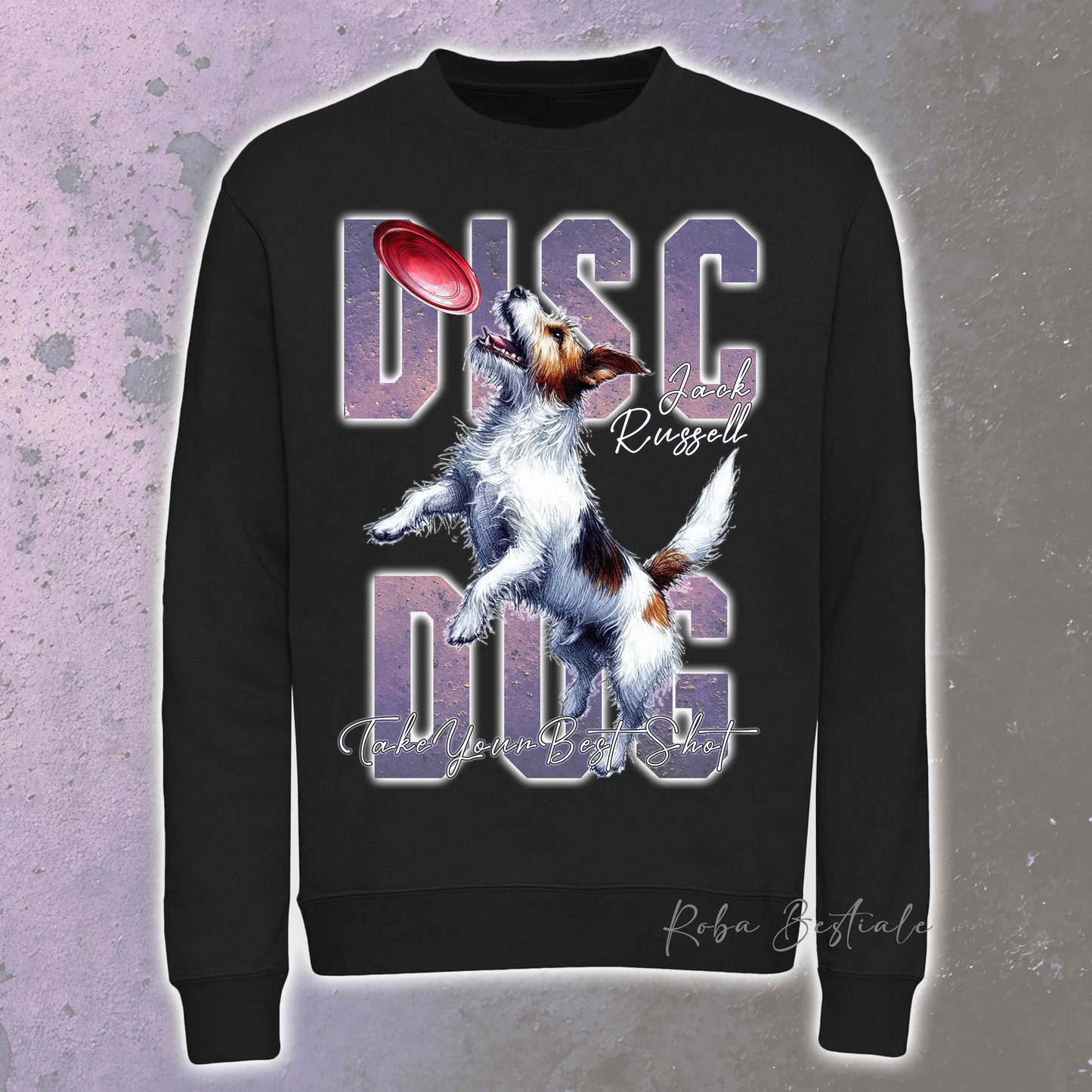 Felpa Invernale APTITUDE - DISC DOG - JACK RUSSELL TERRIER Rough - Girocollo, Unisex, in tanti colori! - dalla XS alla 3XL