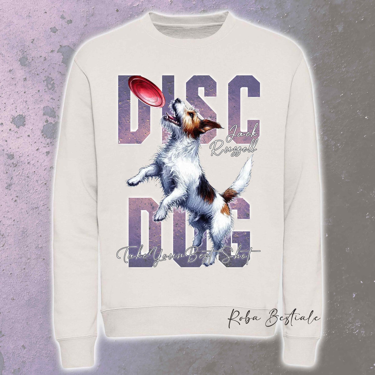 Felpa Invernale APTITUDE - DISC DOG - JACK RUSSELL TERRIER Rough - Girocollo, Unisex, in tanti colori! - dalla XS alla 3XL