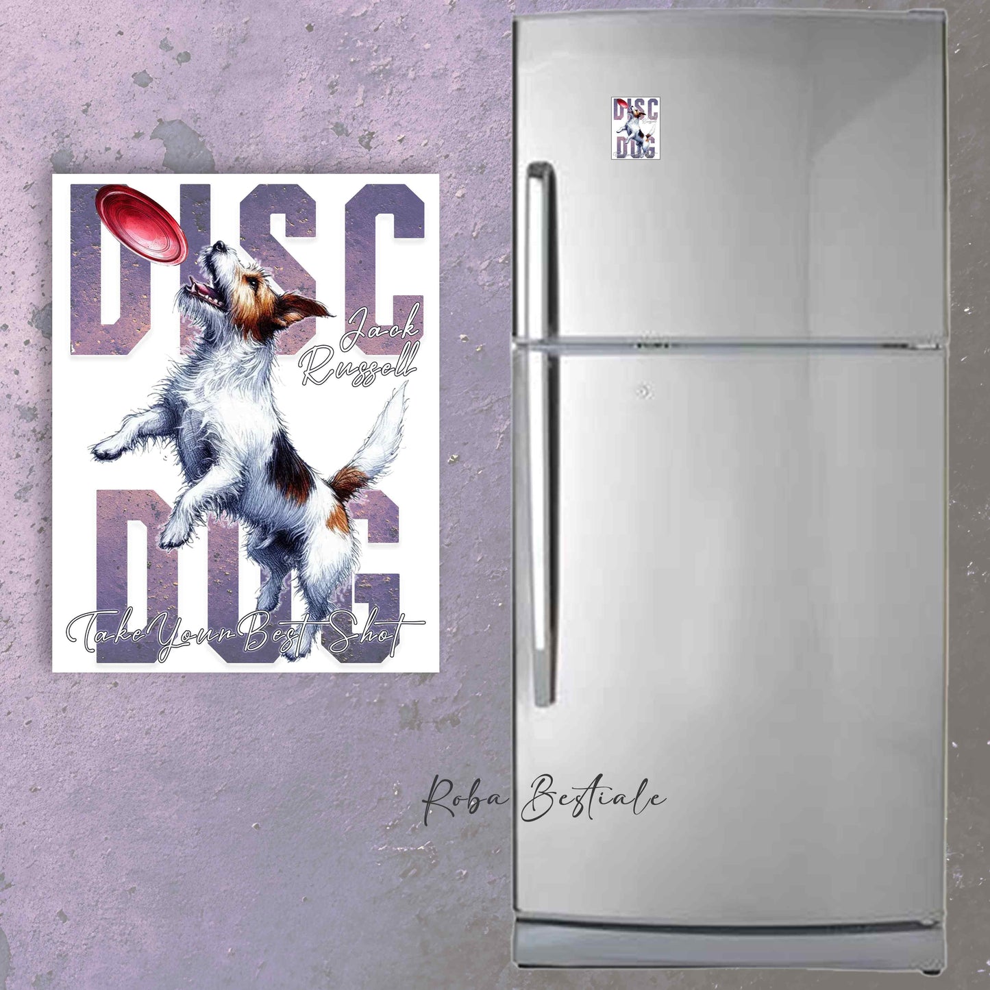 Calamita APTITUDE - DISC DOG - JACK RUSSELL TERRIER Rough - in MDF - 7x5 cm