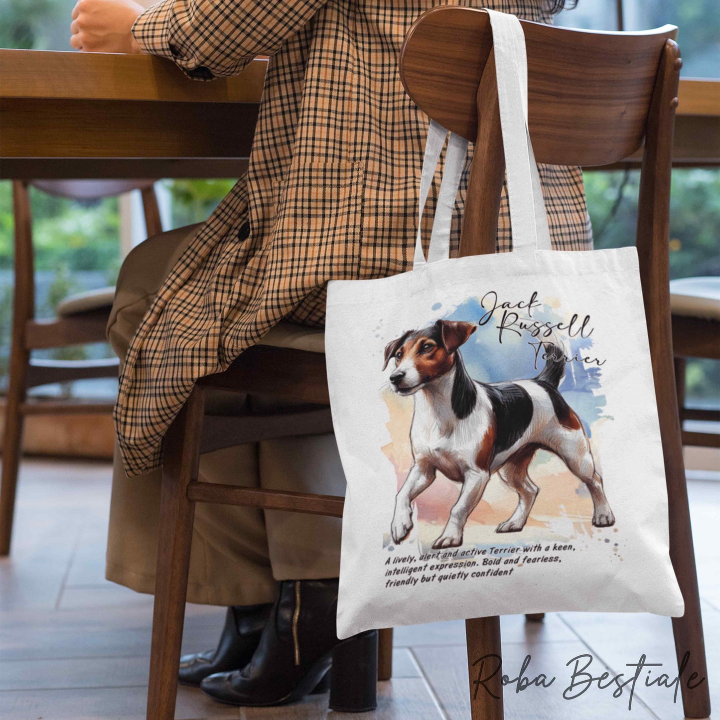 Shopper BEHAVIOR - JACK RUSSELL TERRIER SMOOTH Tricolor - Standard FCI - Diversi colori disponibili, 100% Cotone