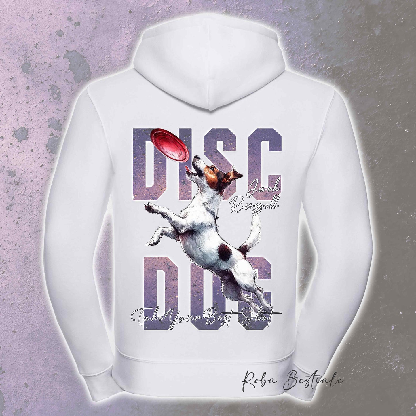 Felpa APTITUDE - DISC DOG - JACK RUSSELL TERRIER Smooth - Con Cappuccio e Full Zip, Uomo o Donna, in tanti colori - dalla XS alla 5XL