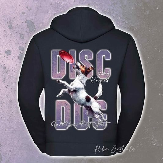 Felpa APTITUDE - DISC DOG - JACK RUSSELL TERRIER Smooth - Con Cappuccio e Full Zip, Uomo o Donna, in tanti colori - dalla XS alla 5XL