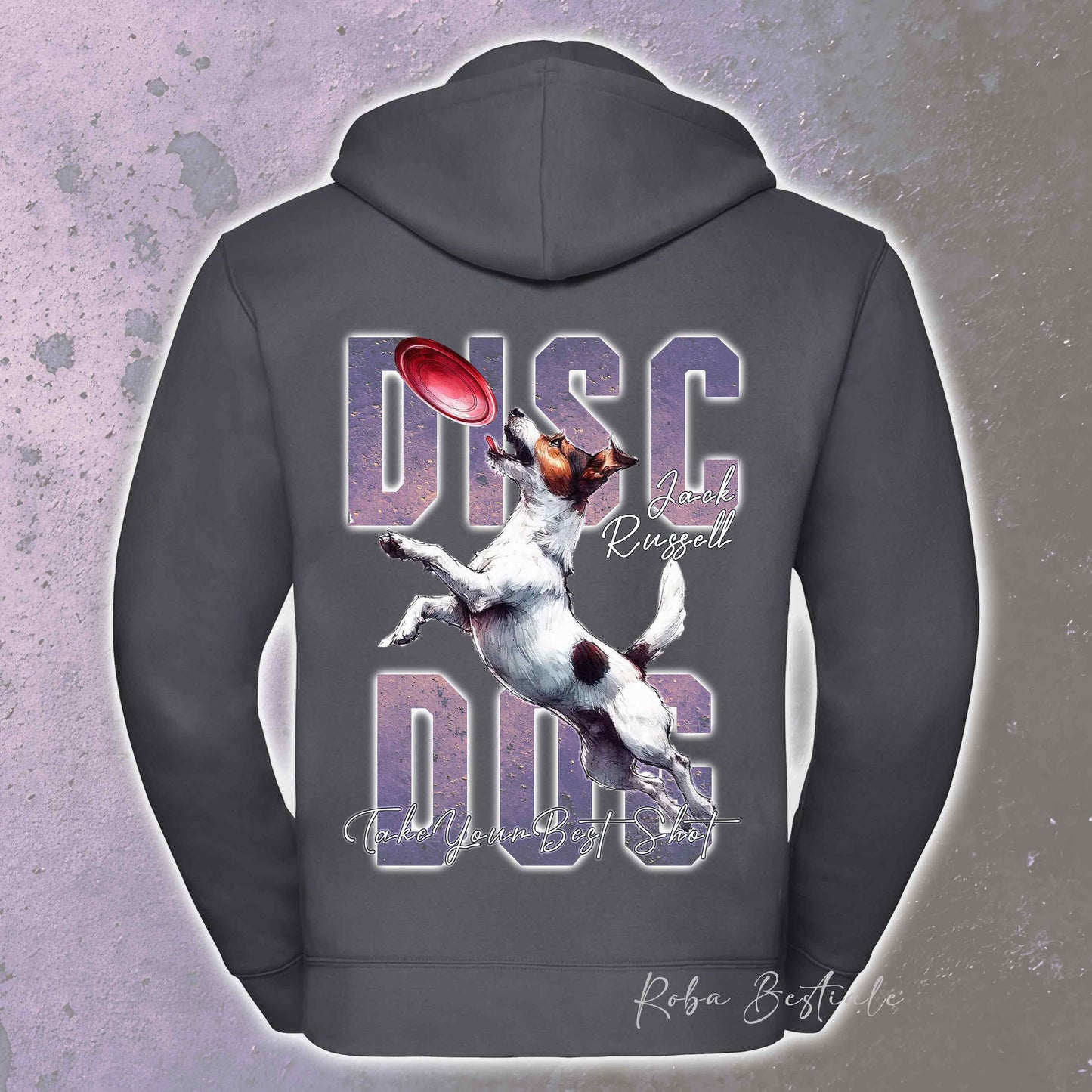 Felpa APTITUDE - DISC DOG - JACK RUSSELL TERRIER Smooth - Con Cappuccio e Full Zip, Uomo o Donna, in tanti colori - dalla XS alla 5XL