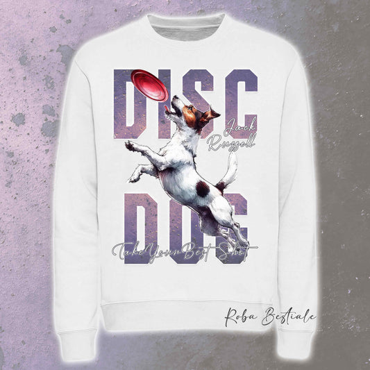 Felpa Invernale APTITUDE - DISC DOG - JACK RUSSELL TERRIER Smooth - Girocollo, Unisex, in tanti colori! - dalla XS alla 3XL