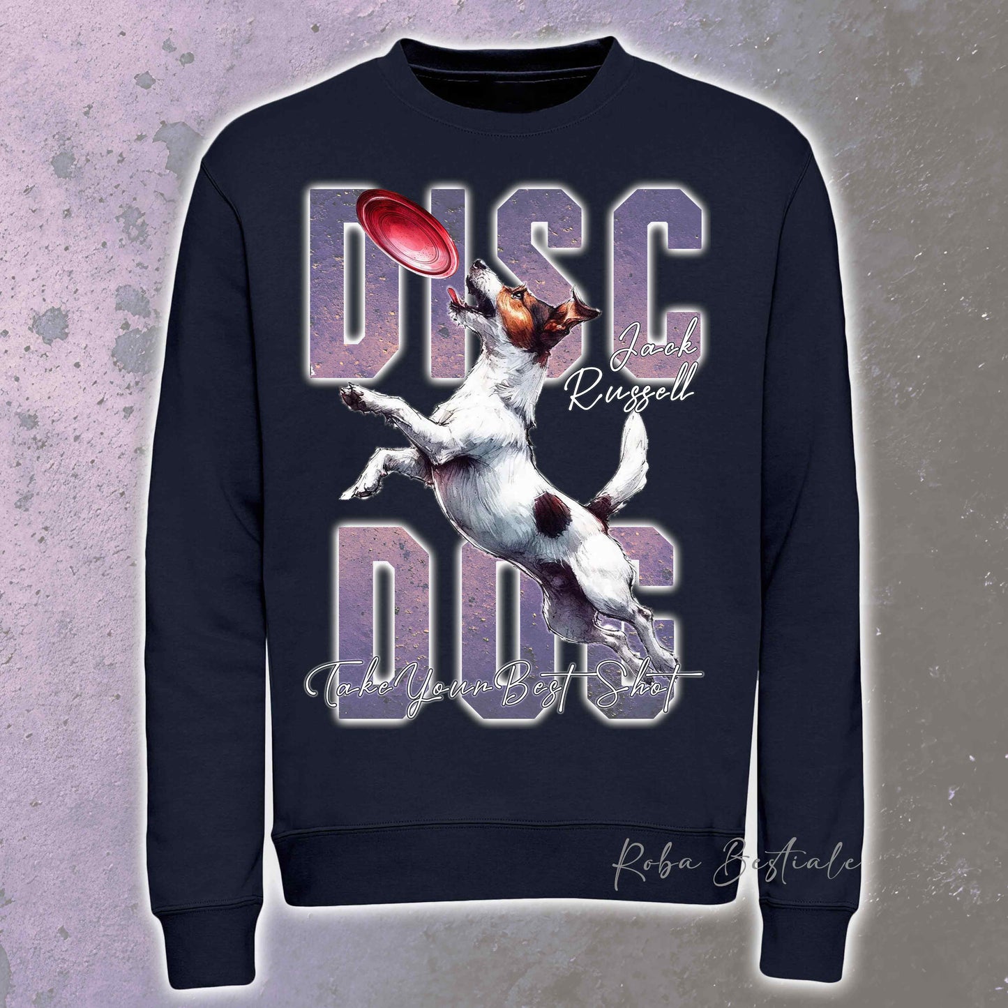 Felpa Invernale APTITUDE - DISC DOG - JACK RUSSELL TERRIER Smooth - Girocollo, Unisex, in tanti colori! - dalla XS alla 3XL