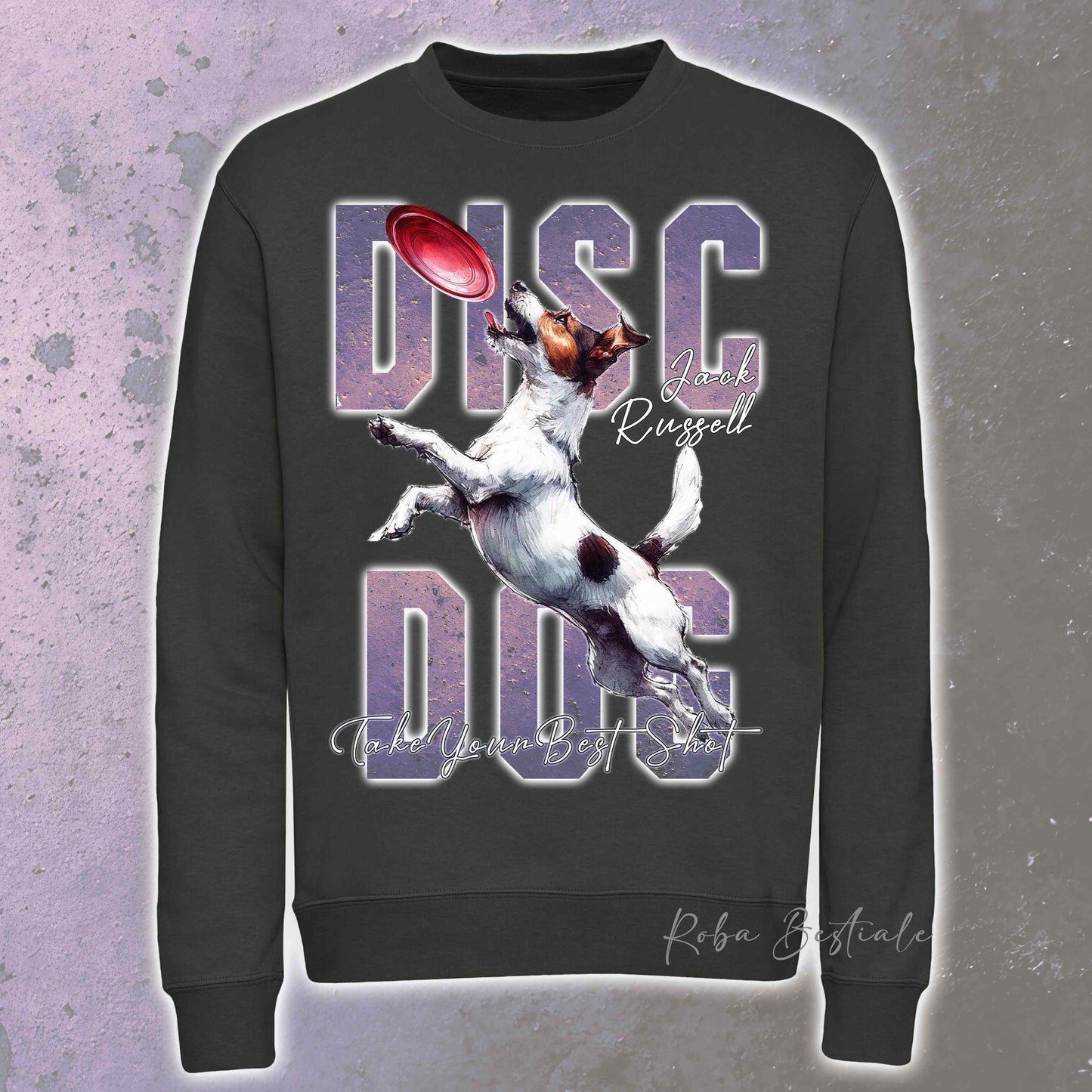 Felpa Invernale APTITUDE - DISC DOG - JACK RUSSELL TERRIER Smooth - Girocollo, Unisex, in tanti colori! - dalla XS alla 3XL
