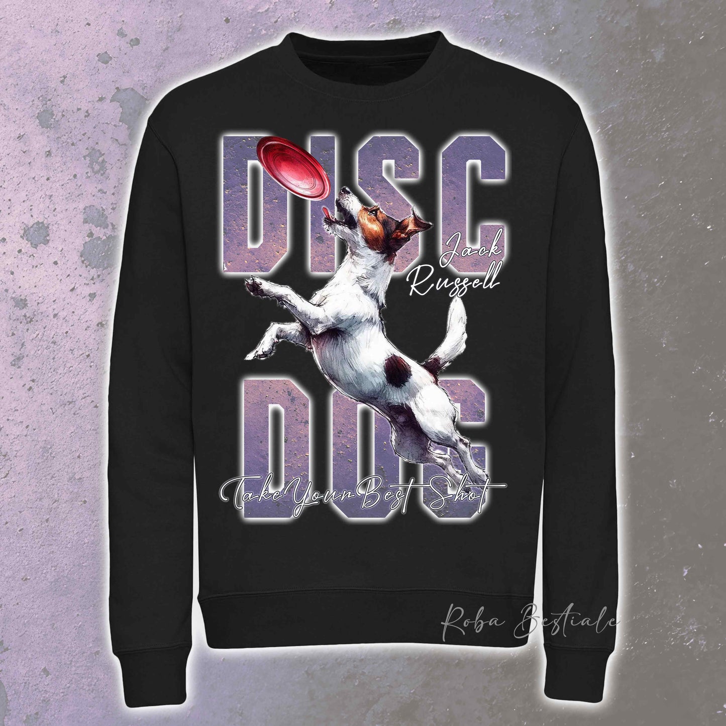 Felpa Invernale APTITUDE - DISC DOG - JACK RUSSELL TERRIER Smooth - Girocollo, Unisex, in tanti colori! - dalla XS alla 3XL