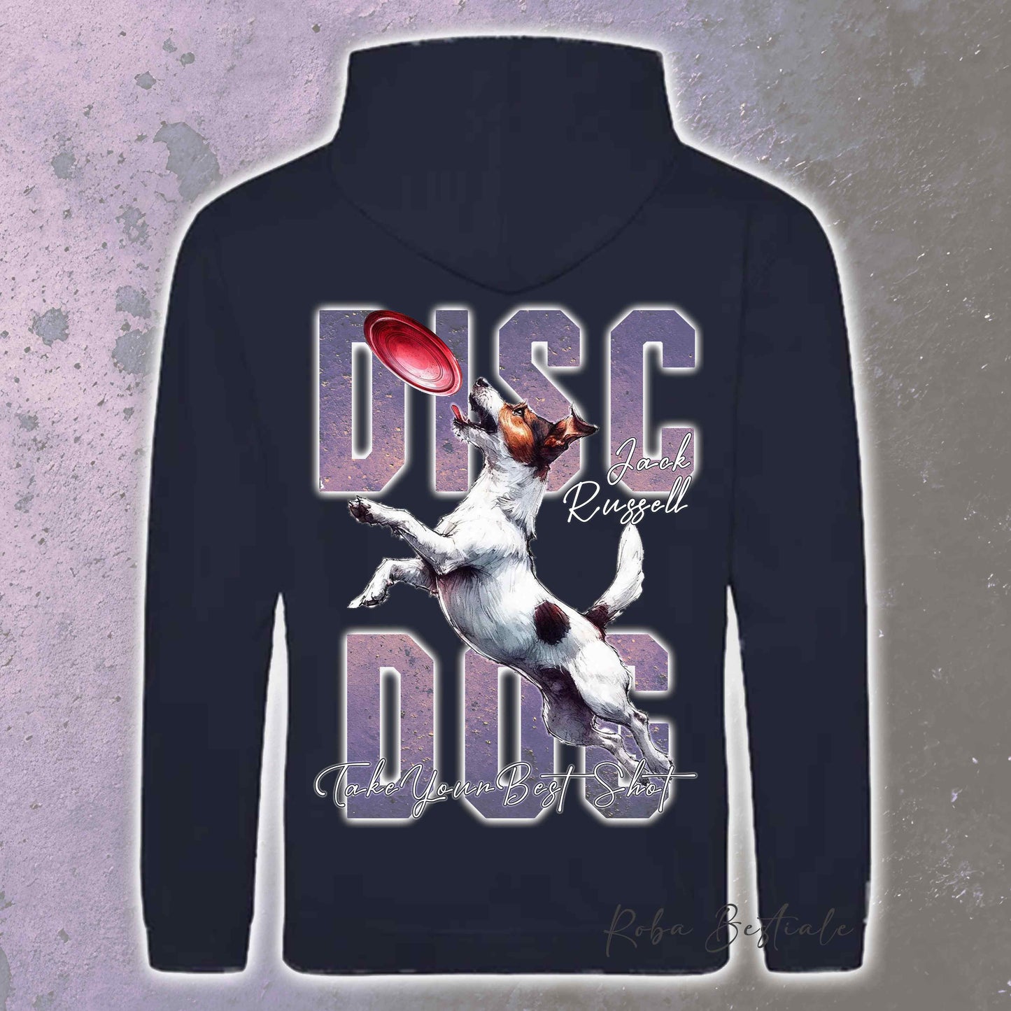 Felpa APTITUDE - DISC DOG - JACK RUSSELL TERRIER Smooth - Con Cappuccio e Tasconi, Unisex, in tanti colori - dalla XS alla 5XL