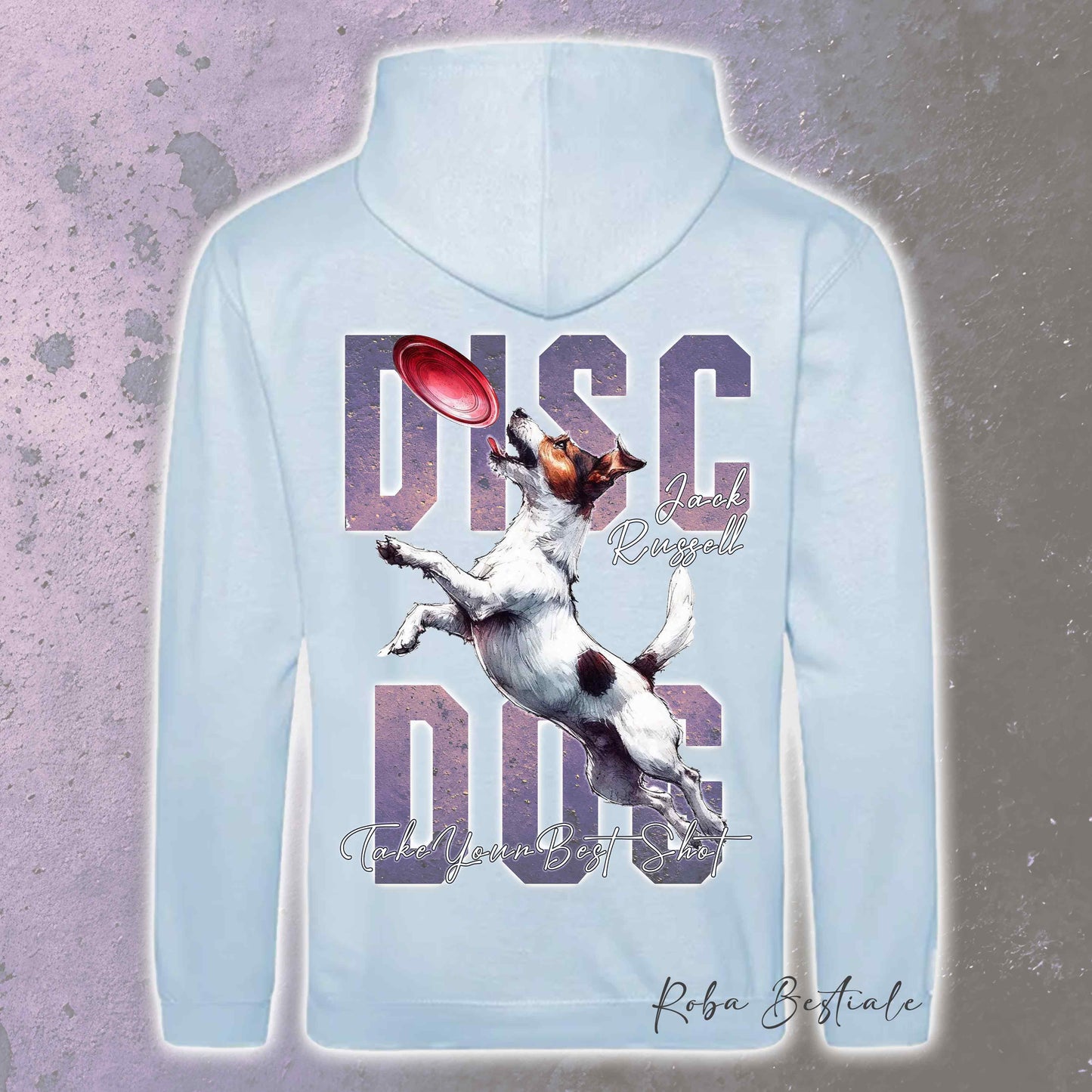 Felpa APTITUDE - DISC DOG - JACK RUSSELL TERRIER Smooth - Con Cappuccio e Tasconi, Unisex, in tanti colori - dalla XS alla 5XL