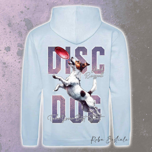 Felpa APTITUDE - DISC DOG - JACK RUSSELL TERRIER Smooth - Con Cappuccio e Tasconi, Unisex, in tanti colori - dalla XS alla 5XL