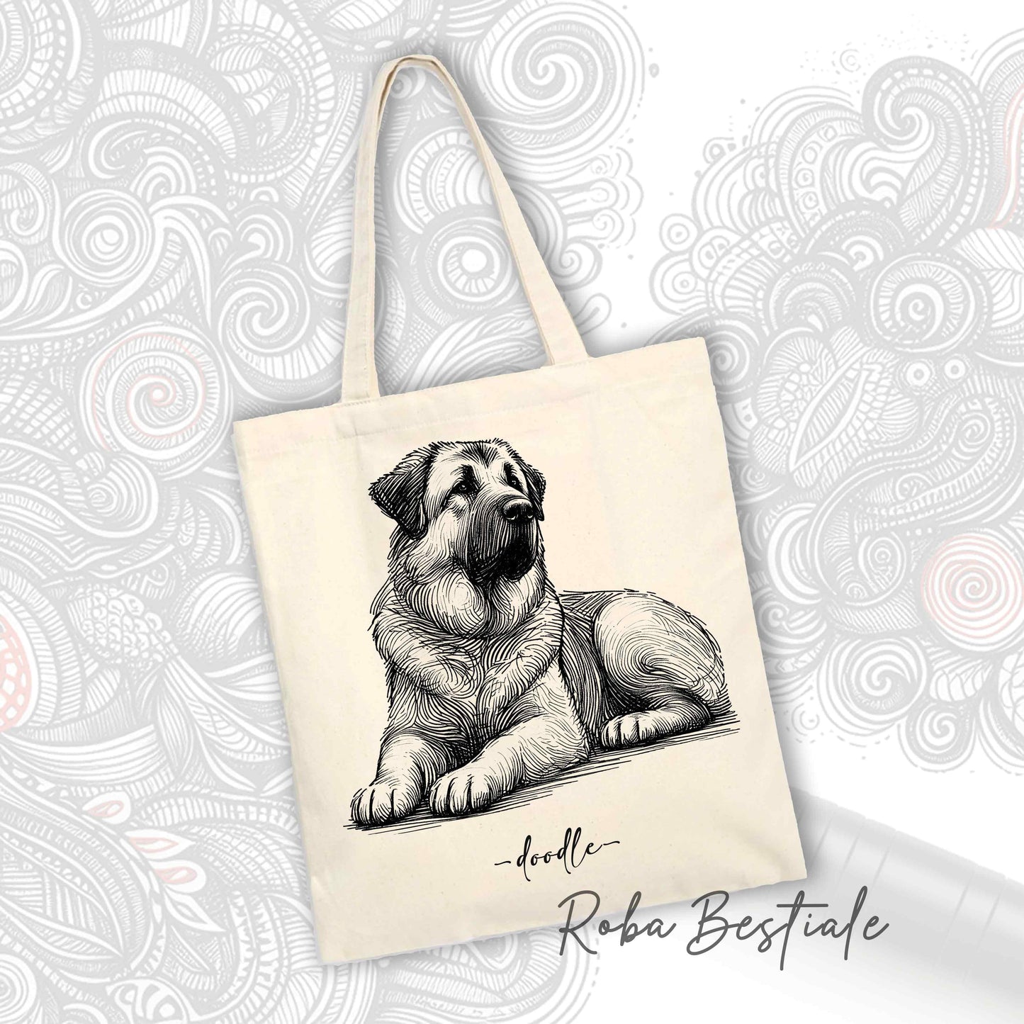 Shopper DOODLE Elegance - KANGAL - Diversi colori disponibili, 100% Cotone