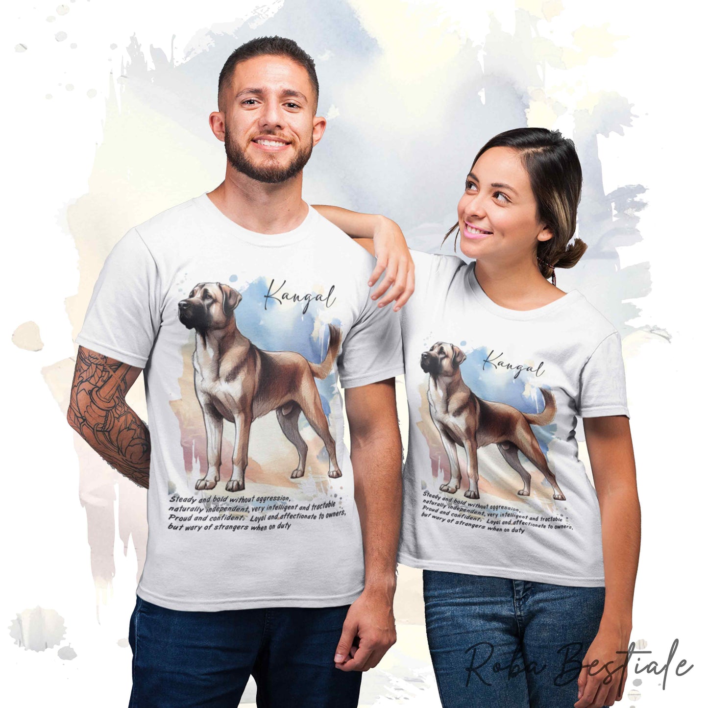 T-Shirt BEHAVIOR - KANGAL - Standard FCI - 100% Cotone, Bianca, Uomo o Donna - dalla XS alla 5XL