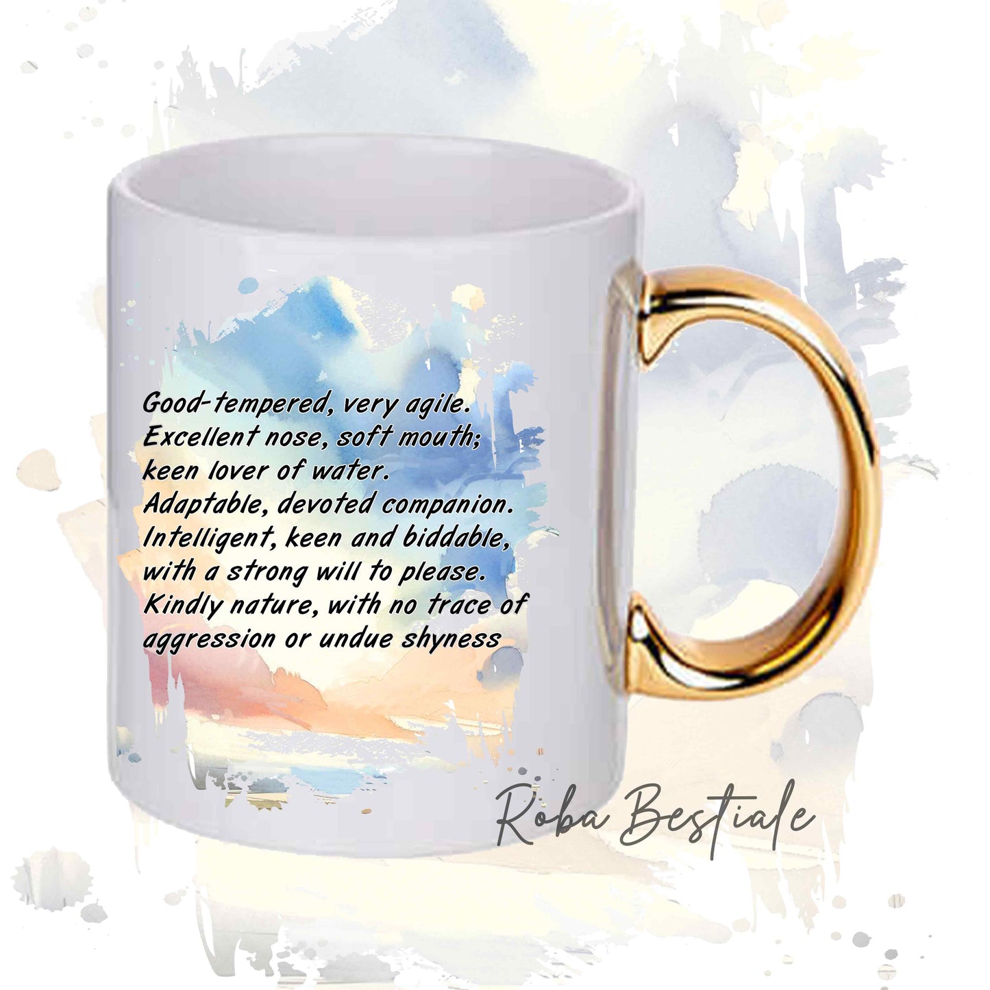 Tazza BEHAVIOR - LABRADOR RETRIEVER Giallo - Standard FCI - In Ceramica, con manico dorato - 330 ml