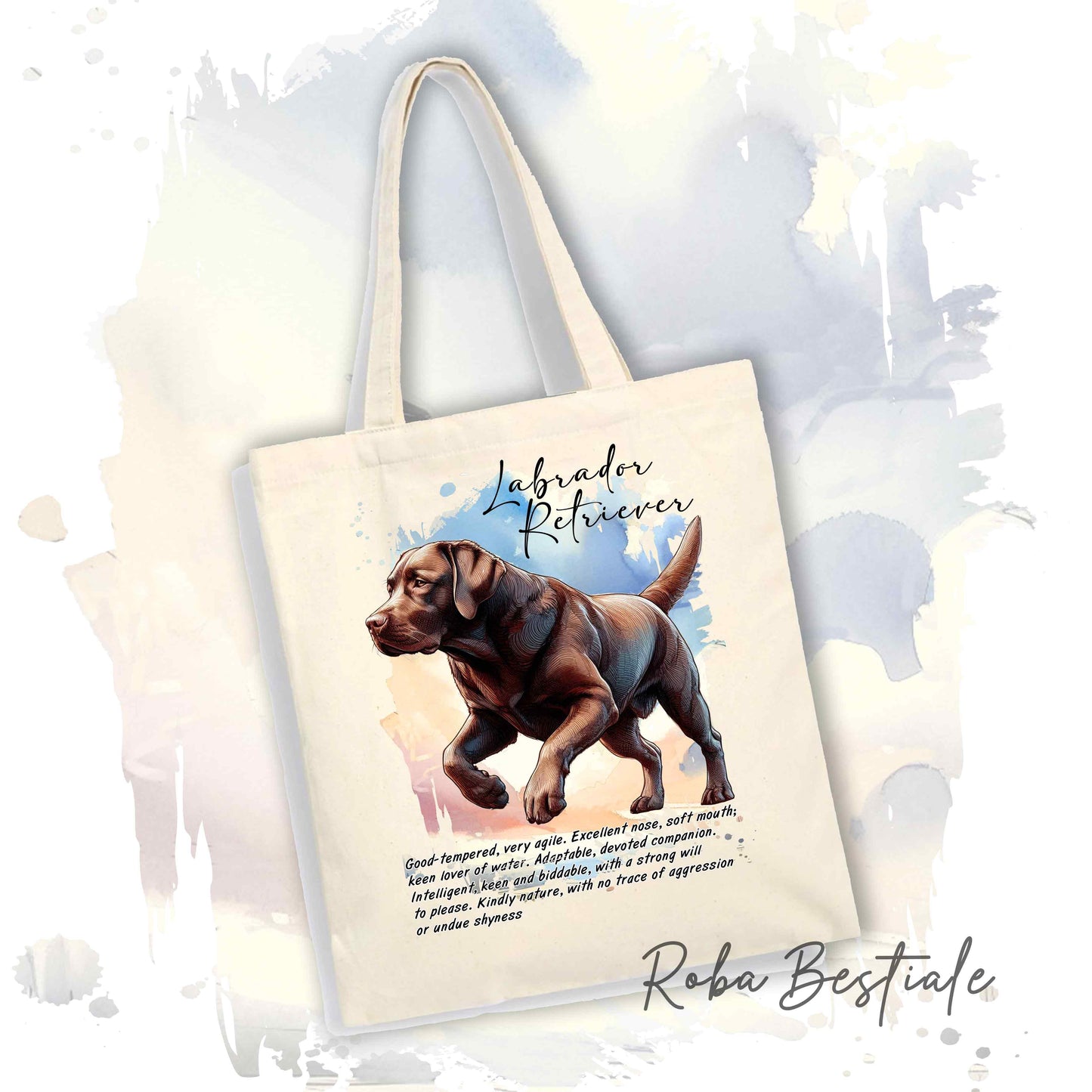 Shopper BEHAVIOR - LABRADOR RETRIEVER Chocolate - Standard FCI - Diversi colori disponibili, 100% Cotone