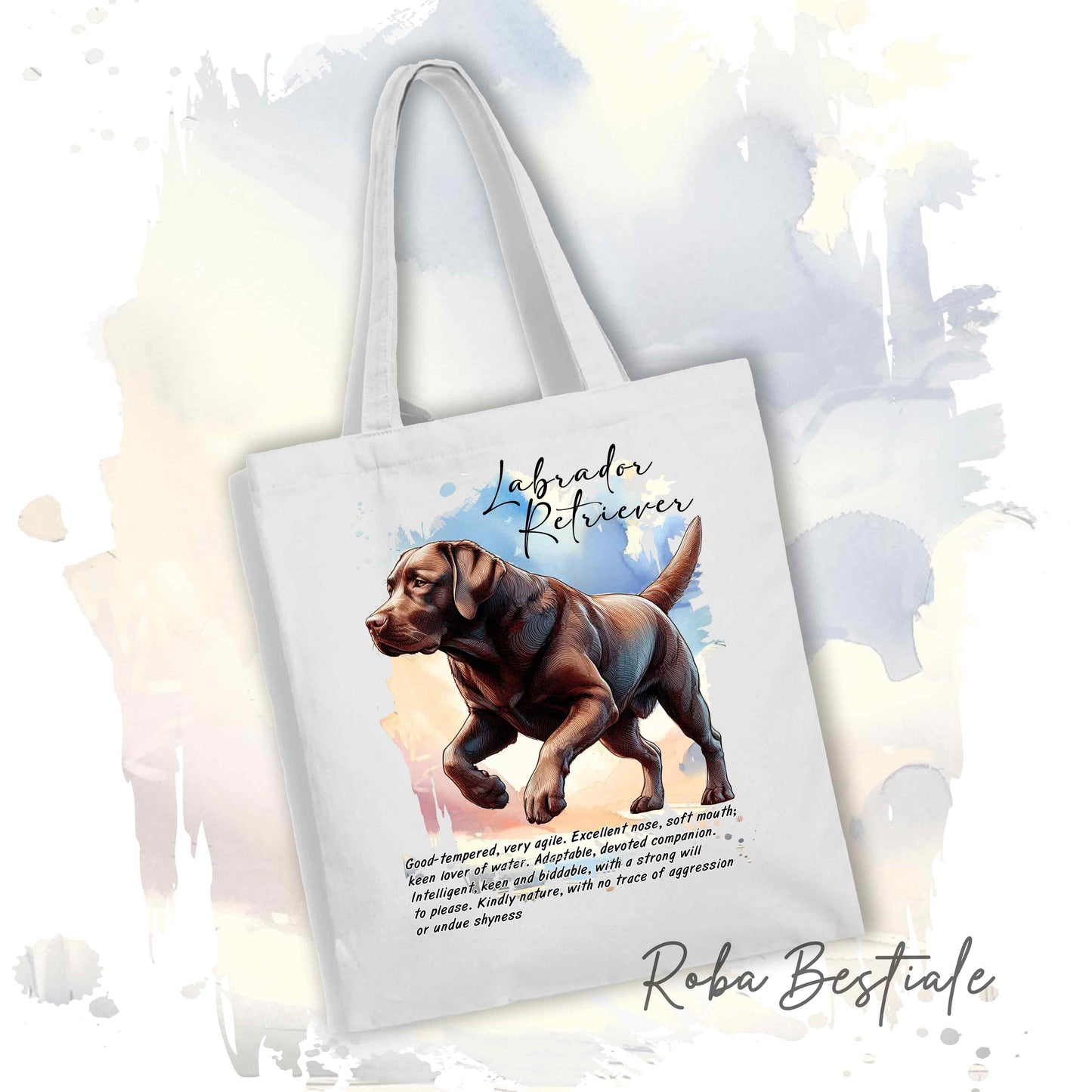 Shopper BEHAVIOR - LABRADOR RETRIEVER Chocolate - Standard FCI - Diversi colori disponibili, 100% Cotone