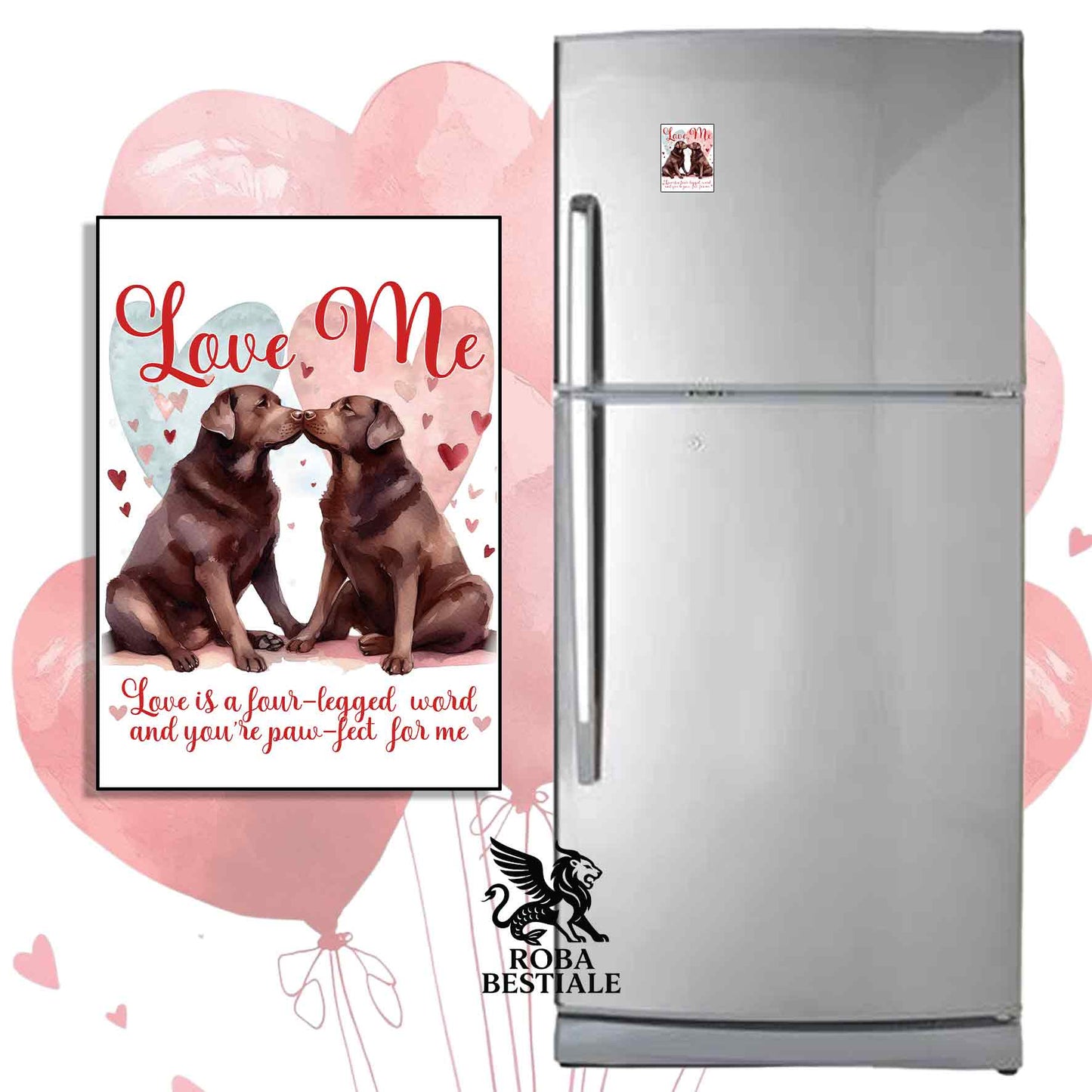 Calamita LOVE ME - LABRADOR RETRIEVER Cioccolato - in MDF - 7x5 cm