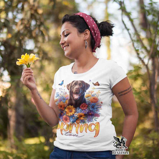 T-Shirt SPRING LOVE - LABRADOR RETRIEVER Cioccolato - Bianca o Beige, da Uomo o da Donna - dalla XS alla 5XL