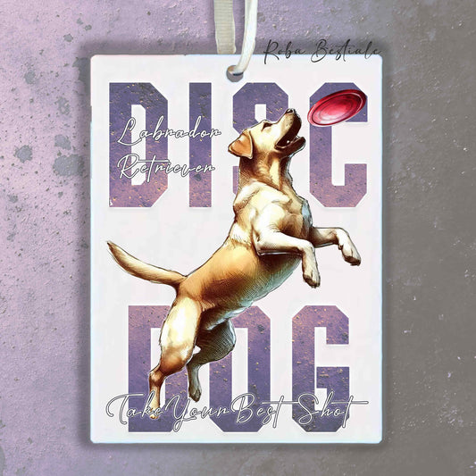 Deodorante Auto APTITUDE - DISC DOG - LABRADOR RETRIEVER - In Feltro, con cordino - 7,5 x 10 cm