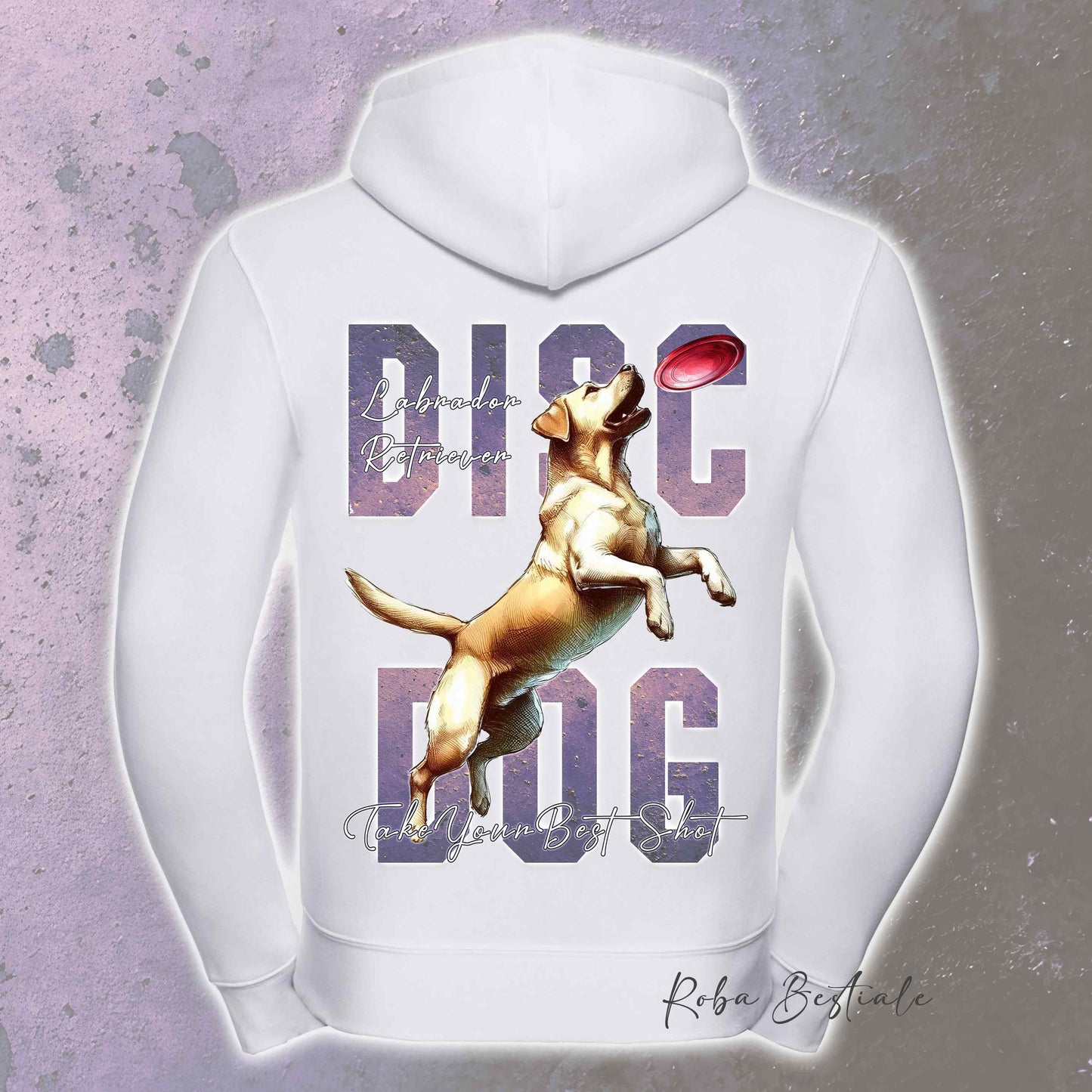 Felpa APTITUDE - DISC DOG - LABRADOR RETRIEVER - Con Cappuccio e Full Zip, Uomo o Donna, in tanti colori - dalla XS alla 5XL