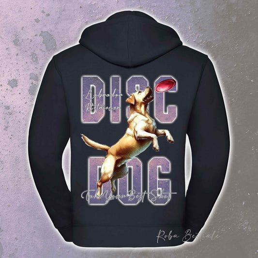 Felpa APTITUDE - DISC DOG - LABRADOR RETRIEVER - Con Cappuccio e Full Zip, Uomo o Donna, in tanti colori - dalla XS alla 5XL