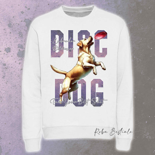 Felpa Invernale APTITUDE - DISC DOG - LABRADOR RETRIEVER - Girocollo, Unisex, in tanti colori! - dalla XS alla 3XL