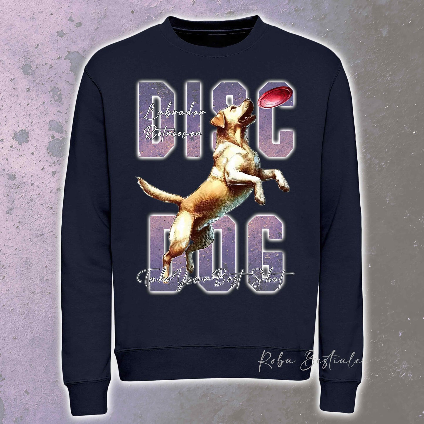 Felpa Invernale APTITUDE - DISC DOG - LABRADOR RETRIEVER - Girocollo, Unisex, in tanti colori! - dalla XS alla 3XL
