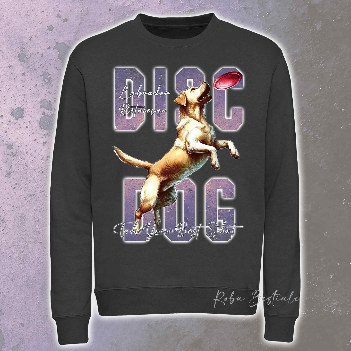 Felpa Invernale APTITUDE - DISC DOG - LABRADOR RETRIEVER - Girocollo, Unisex, in tanti colori! - dalla XS alla 3XL