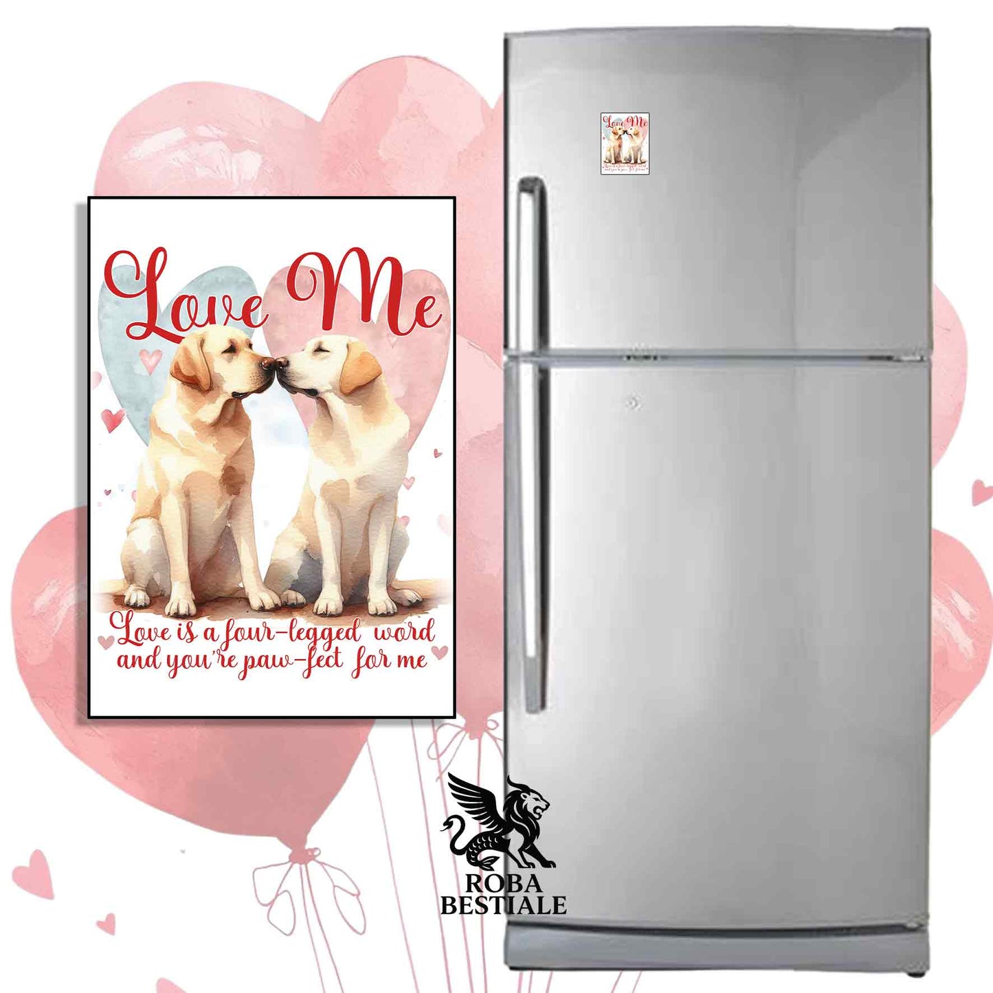 Calamita LOVE ME - LABRADOR RETRIEVER Giallo - in MDF - 7x5 cm