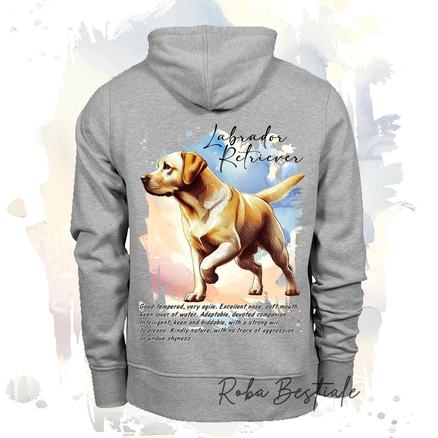 Felpa BEHAVIOR - LABRADOR RETRIEVER Giallo - Standard FCI - Unisex - Grigia - dalla XS alla 3XL