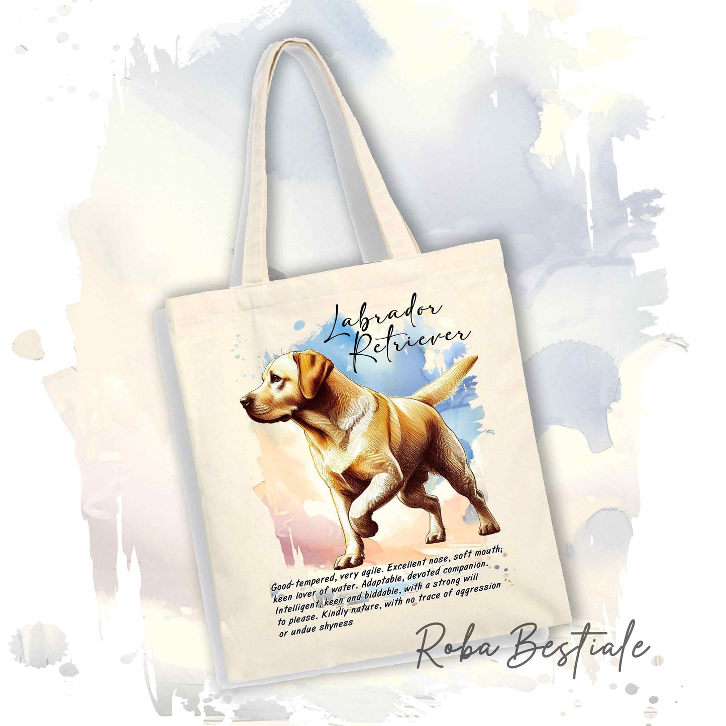 Shopper BEHAVIOR - LABRADOR RETRIEVER Giallo - Standard FCI - Diversi colori disponibili, 100% Cotone